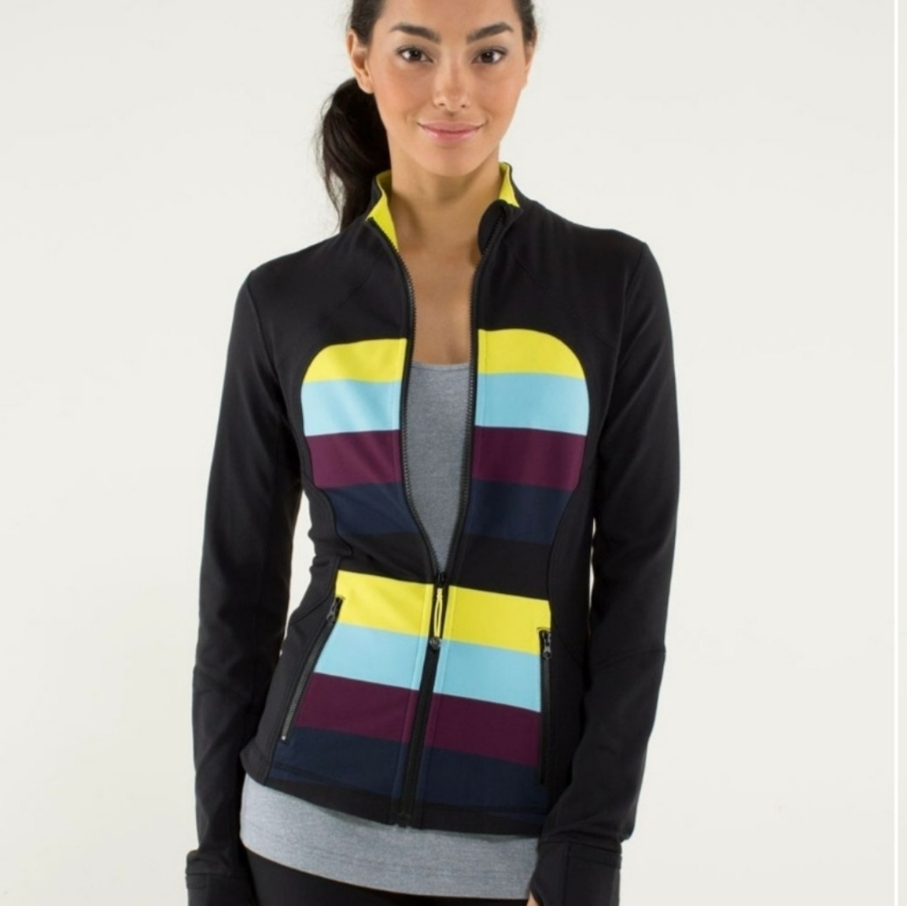 Lululemon Forme Jacket Pow Stripe Split Pea Size 8